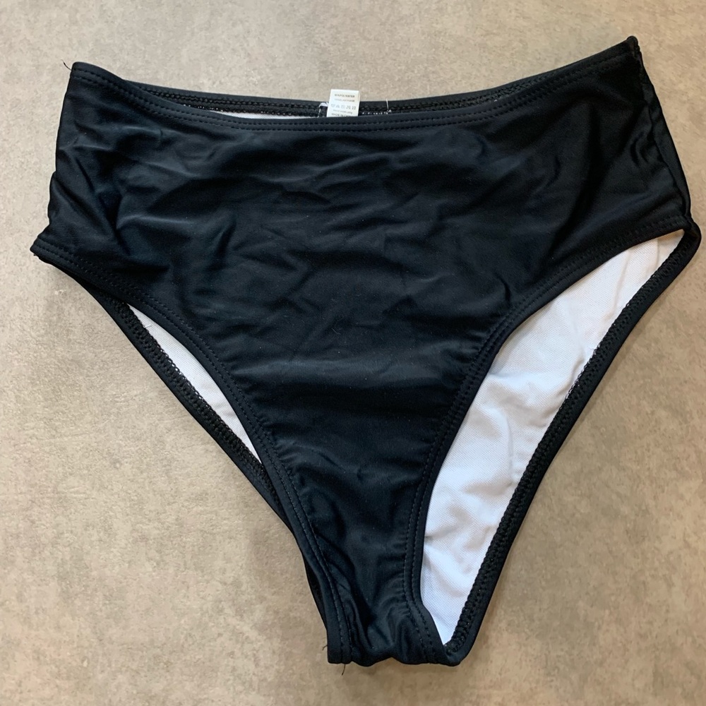 High rise black bikini bottoms